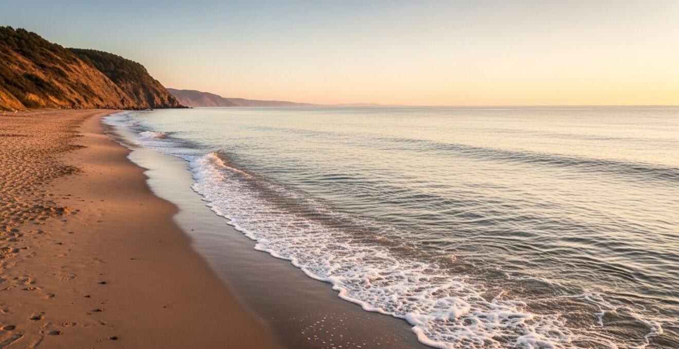Paysage apaisant de bord de mer au lever du jour illustrant les bienfaits thérapeutiques de l'eau